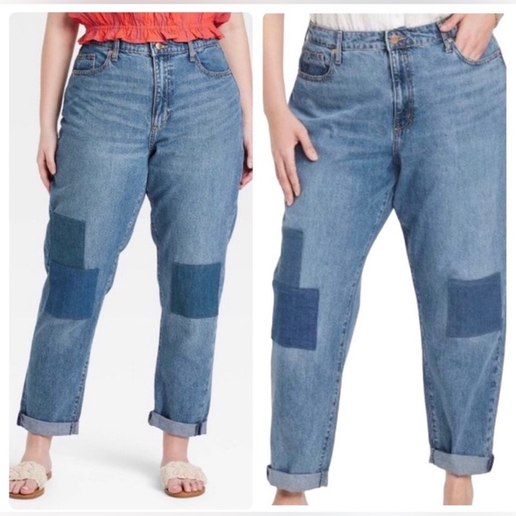 NWT universal thread boyfriend jeans with patches size 12 - Picture 5 of 12